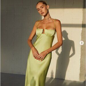 ANNA OCTOBER GREEN TULIP MIDI DRESS
